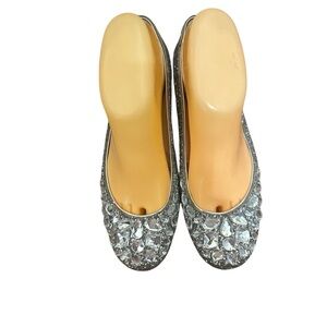 Jewel Badgley Mischka Silver Glitter Flats